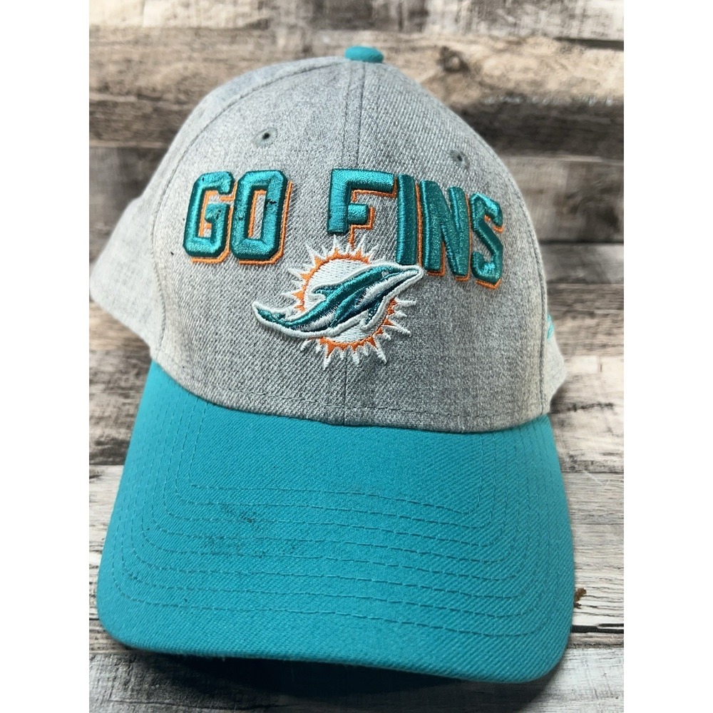 NFL New Era 39thirty Miami Dolphins Hat Fitted Size Small Gray "Go Fins"